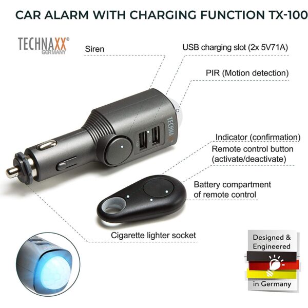 Technaxx car Alarm with Charging Function TX-100 - Imagen 2